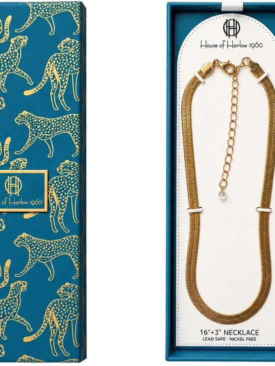 House of Harlow 1960 Jewelry - House of Harlow 1960 Gold Flat Herringbone Necklace